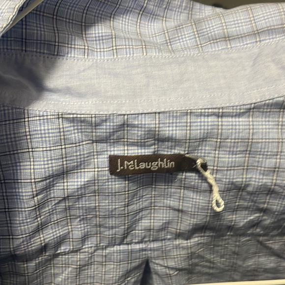 J McLaughlin Blue checkered button down shirt - Picture 3 of 5